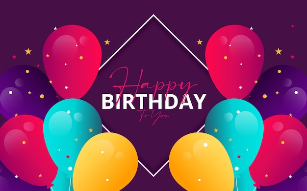 Birthday background with colourful balloons vector illustration