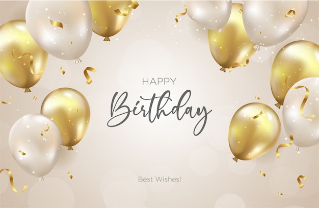 Vector birthday background with realistic balloons