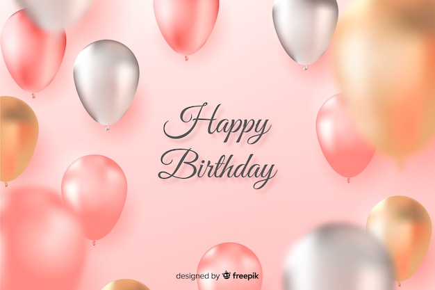 Birthday background with realistic designed balloons