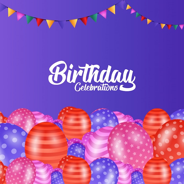 Birthday balloons background vector