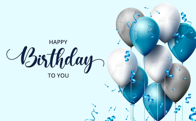 Birthday balloons vector background design. Happy birthday to you text with balloon.