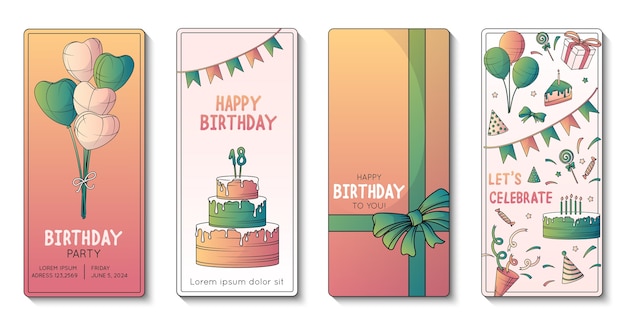 Vector birthday banner set