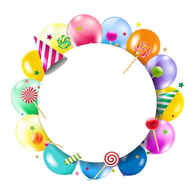 Birthday Banner With Colorful Balloons