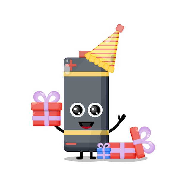 Batteria di compleanno simpatico personaggio mascotte