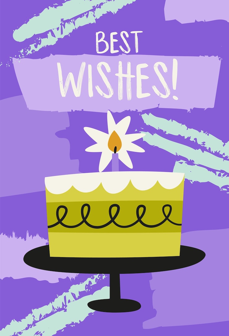 Vector birthday best wishes poster with brush strokes