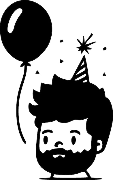 Vector birthday black and white vector illustration