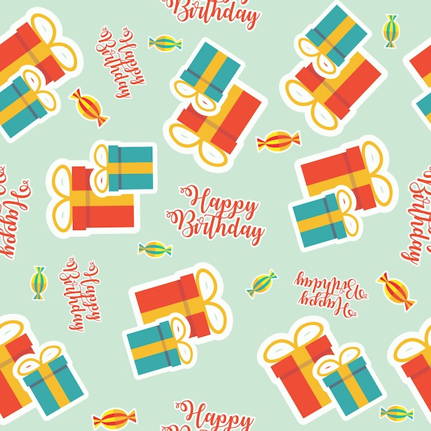 Vector birthday box seamless pattern