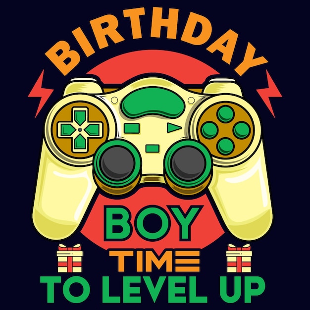 Vector birthday boy, video game controller t-shirt design