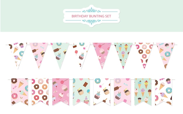 Birthday bunting flags set