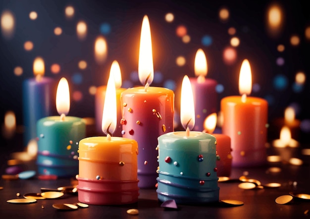 birthday burning candles on dark background