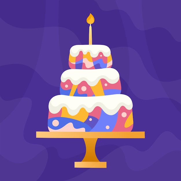 Birthday cake Abstract decorated birthday cake vector illustration