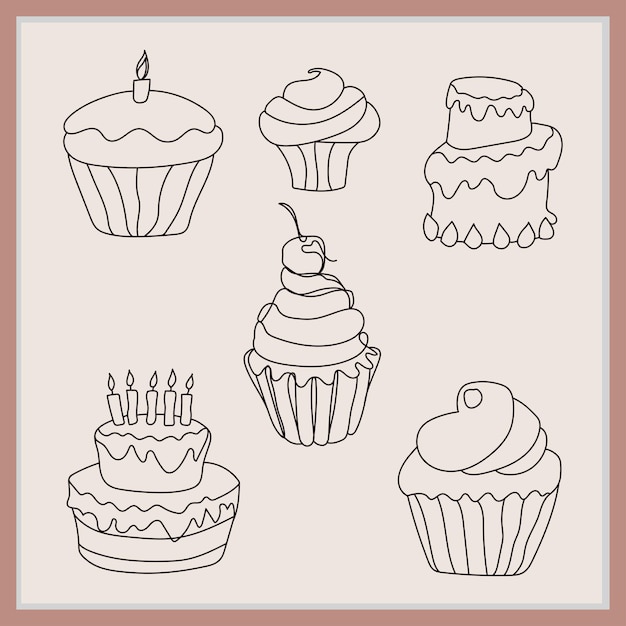 Birthday cake abstract line art design