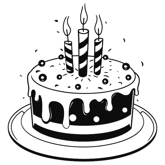 Birthday cake black and white vector