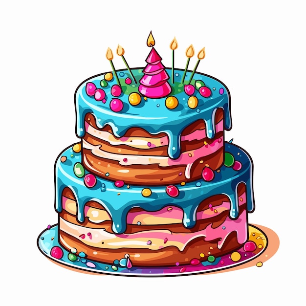 Birthday cake cartoon illustration isolated on white background