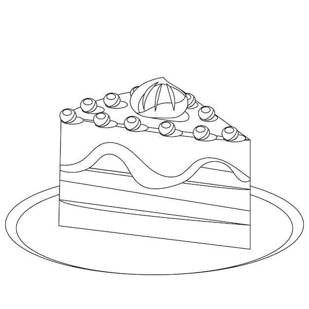 Birthday Cake Coloring Illustration For kids And Adults