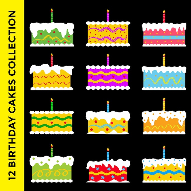 誕生日ケーキの装飾要素の図