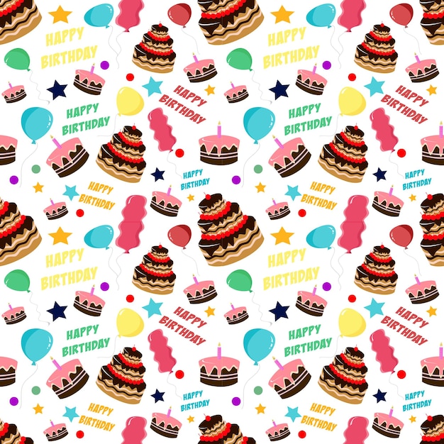 Birthday cake and dessert seamless pattern