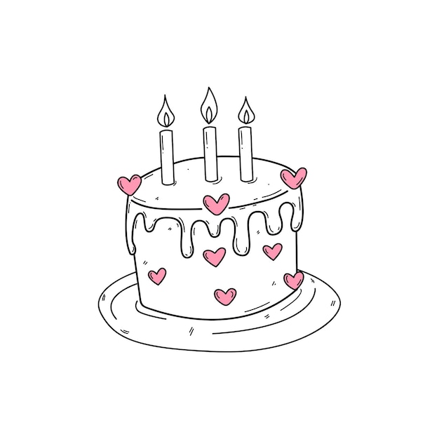 Birthday cake in doodle style