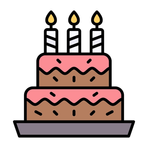 Birthday Cake Flat Illustration