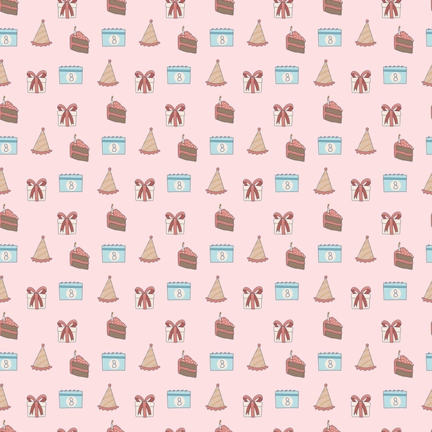 Birthday cake gift seamless pattern