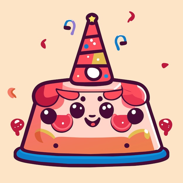 Birthday cake hand drawn cartoon sticker icon concept isolated illustration