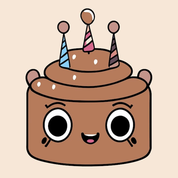 Birthday cake hand drawn cartoon sticker icon concept isolated illustration