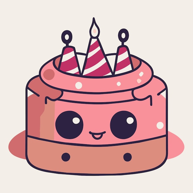 Birthday cake hand drawn cartoon sticker icon concept isolated illustration