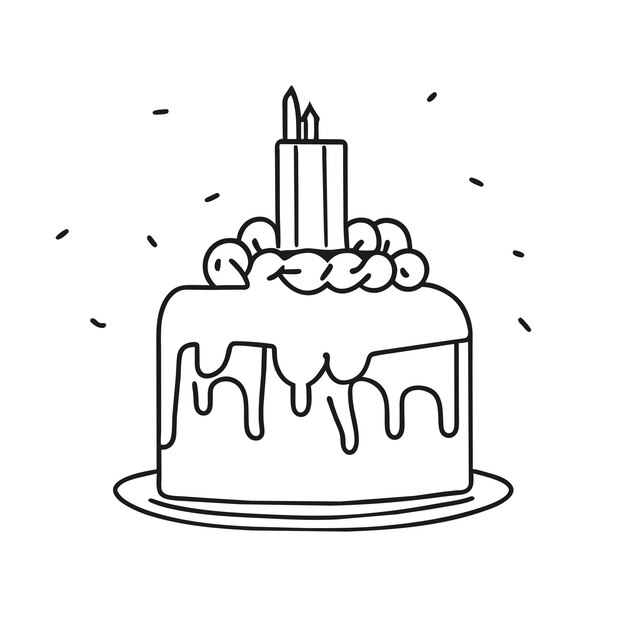 Vector birthday cake hand drawn cartoon sticker icon concept isolated illustration