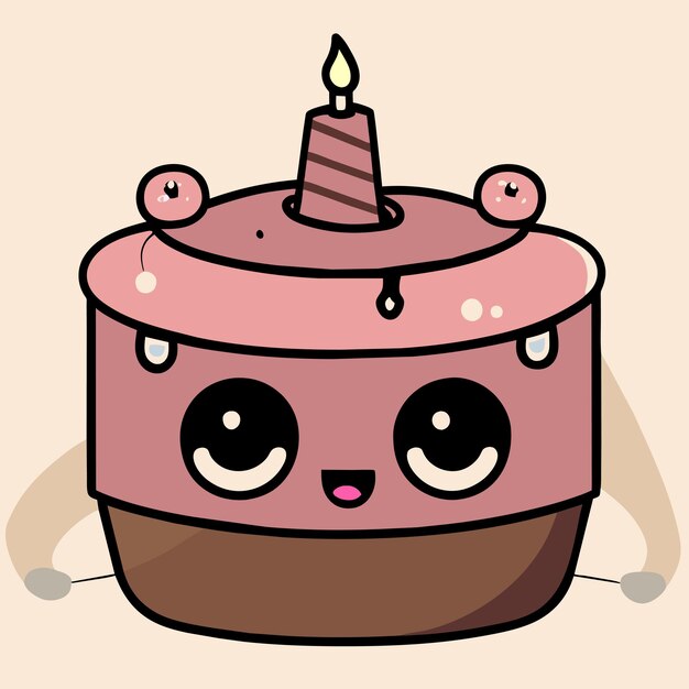 Birthday cake hand drawn cartoon sticker icon concept isolated illustration