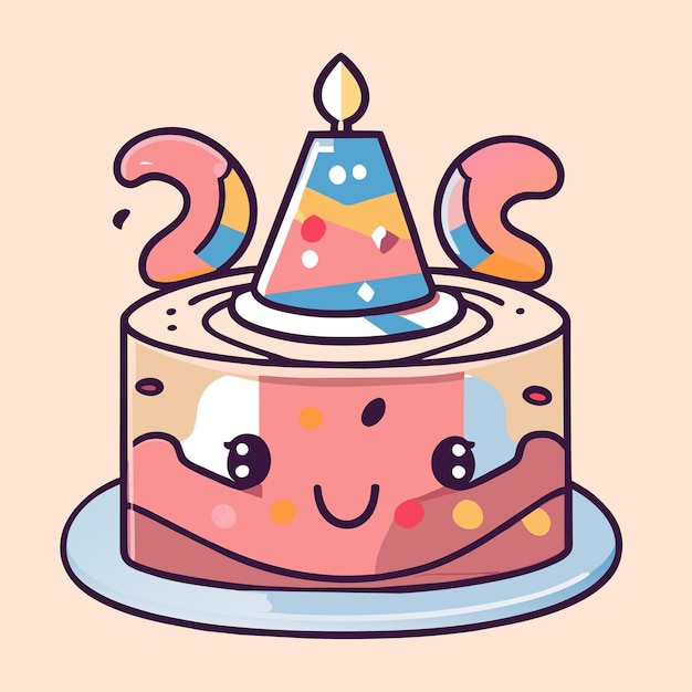 Birthday cake hand drawn cartoon sticker icon concept isolated illustration