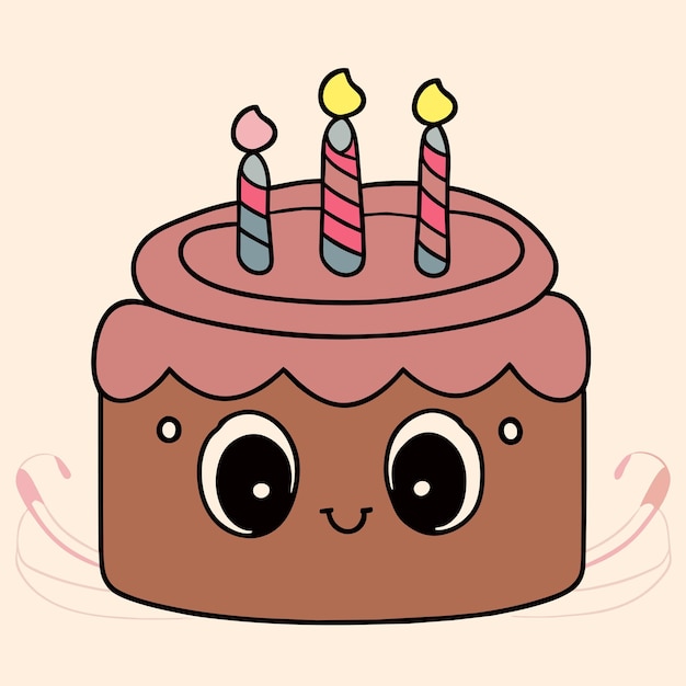 Birthday cake hand drawn cartoon sticker icon concept isolated illustration