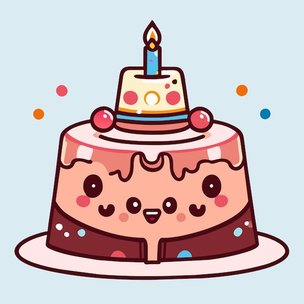 Birthday cake hand drawn cartoon sticker icon concept isolated illustration