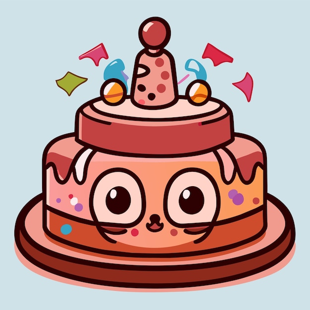 Birthday cake hand drawn cartoon sticker icon concept isolated illustration