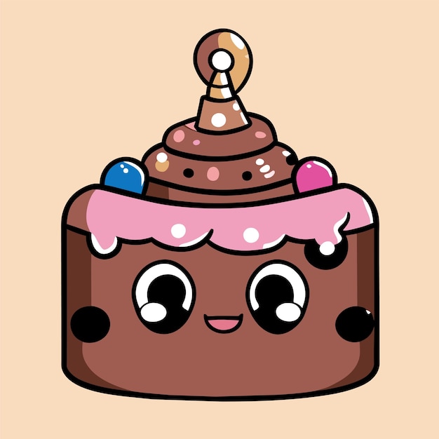 Birthday cake hand drawn cartoon sticker icon concept isolated illustration