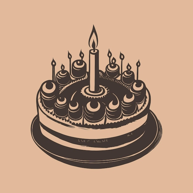 誕生日ケーキの手描きベクトルスケッチイラスト