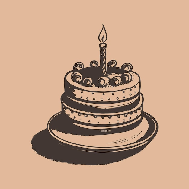 Vettore illustrazione di schizzi vettoriali disegnati a mano per la torta di compleanno