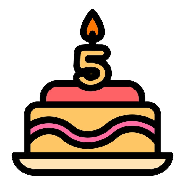 誕生日ケーキのアイコン Web デザインの白い背景で隔離の誕生日ケーキのベクトルのアイコンを概要します。