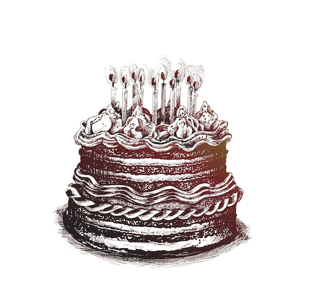 День рождения торт значок векторные иллюстрации С днем рождения торт для празднования дня рождения со свечами