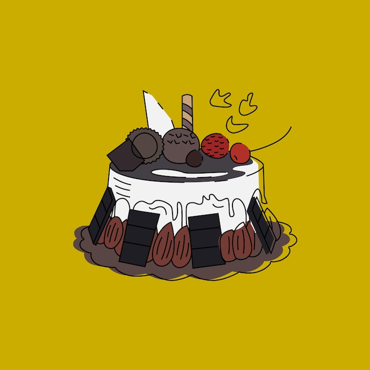 Vector birthday cake illustration design isolated in white background pro vector