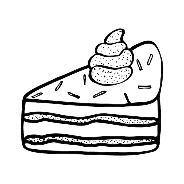 Изолированный вектор торта ко дню рождения с кремовым украшением Десерт для открытки меню или праздника