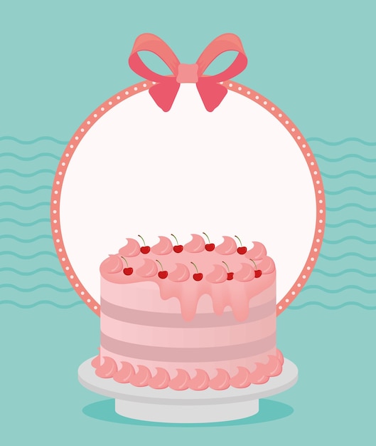 Vector birthday cake label