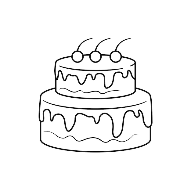 Birthday Cake Line Art