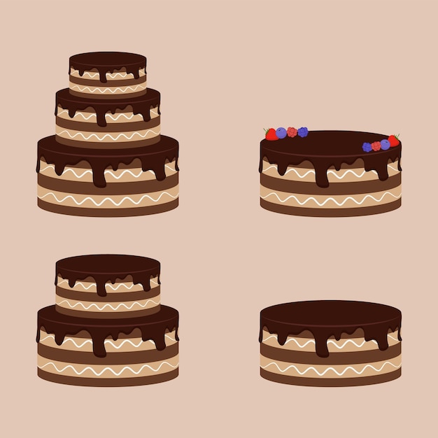 birthday cake set. Vector illustration