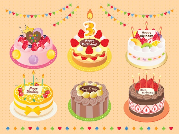 Birthday cake set with orange background