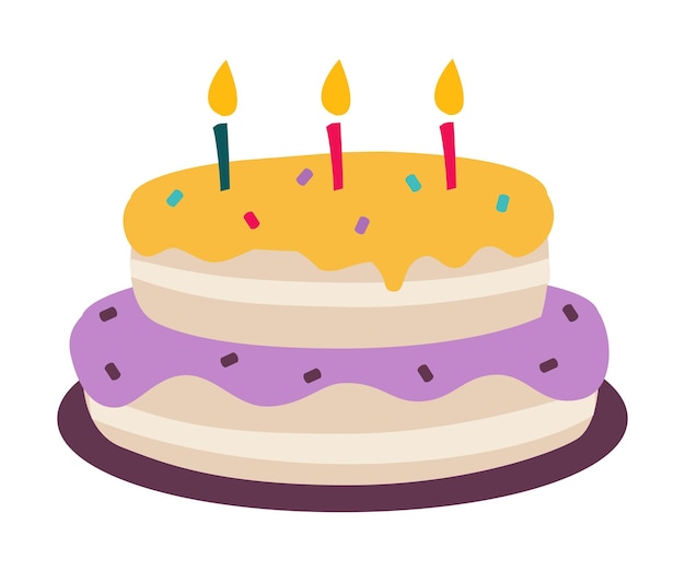 생일 케이크 달한 맛있는 축제 디저트 만화 터 일러스트레이션