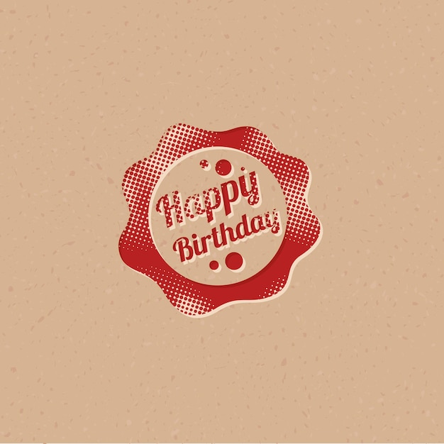 Vector birthday cake text halftone style icon with grunge background vector illustration