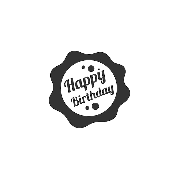 Иконка текста торта ко дню рождения в черно-белом цвете