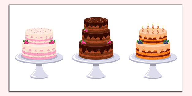 Vector birthday cake vector design illustration isolated on white background