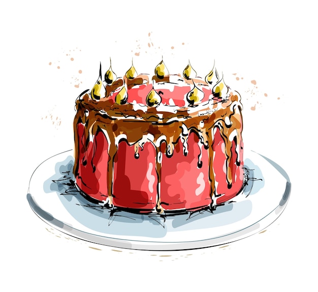 Vector birthday cake vector illustration