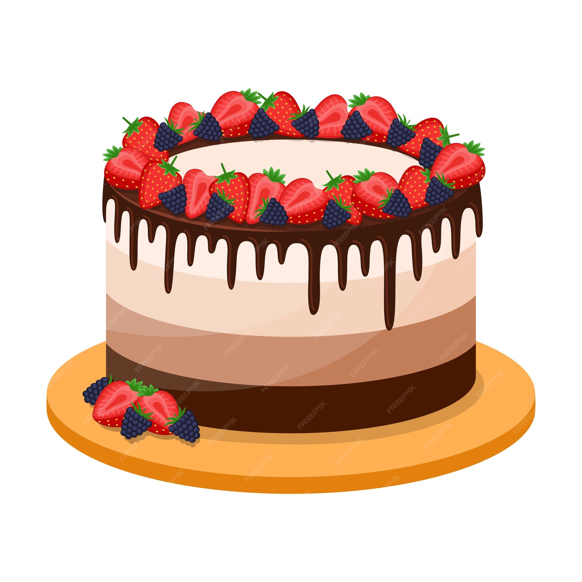 Premium Vector | Birthday cake on white background, vector illustration